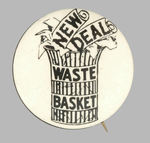 HAKE COLLECTION CLASSIC ANTI-FDR "NEW DEAL" CARTOON BUTTON.