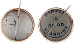 TWO ORIGINAL SUPERMAN-TIM CLUB BUTTONS C. 1942 ONE WITH STANDARD TEXT ON BACK AND A FIRST SEEN VARIETY.