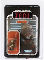 STAR WARS: RETURN OF THE JEDI (1983) - SQUID HEAD CARD WITH WICKET W. WARRICK 65 BACK-A AFA 80 Y-NM SALESMAN'S SAMPLE.