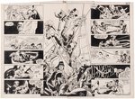 BATMAN AND THE OUTSIDERS #13 ORIGINAL ART DOUBLE PAGE SPREAD BY DAN DAY.