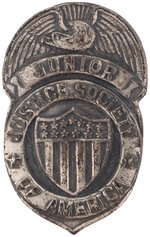 THE JUNIOR JUSTICE SOCIETY OF AMERICA 1942 CLUB KIT LOT WITH BADGE.