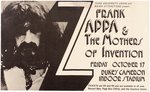 FRANK ZAPPA & THE MOTHERS OF INVENTION DUKE UNIVERSITY DURHAM, NC 1975 CONCERT POSTER.