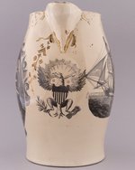 WASHINGTON "APOTHEOSIS" POLYCHROME LIVERPOOL JUG BY HERCULANEUM POTTERY COMPANY.