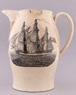 WASHINGTON "APOTHEOSIS" POLYCHROME LIVERPOOL JUG BY HERCULANEUM POTTERY COMPANY.