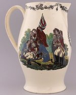DEATH OF GENERAL WOLFE POLYCHROME LIVERPOOL CREAMWARE JUG.