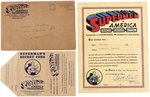 SUPERMAN "SUPERMEN OF AMERICA" COMPLETE 1940 CLUB KIT WITH BUTTON.