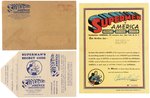 SUPERMAN "SUPERMEN OF AMERICA" COMPLETE 1960-1961 CLUB KIT WITH BUTTON.