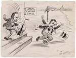 PRESIDENT HAYES & CHESTER ARTHUR 1878 POLITICAL CARTOON ORIGINAL ART BY FREDERICK BURR OPPER.