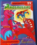 DINOSAUCERS "THE SUPERHERO" SPANISH COLORING BOOK COVER ORIGINAL ART.