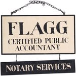 SALEM'S LOT (2024): "FLAGG CERTIFIED PUBLIC ACCOUNTANT/NOTARY SERVICES" STOREFRONT SIGN - SCREEN-USED PROP.