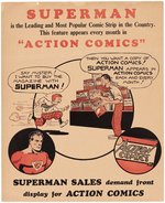 "SUPERMAN - ACTION COMICS" 1939 NEWSSTAND PROMOTIONAL FLYER.