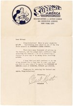 SUPERMEN OF AMERICA 1940 CONTEST PRIZE LETTER.