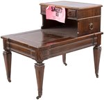 SALEM'S LOT (2024): SMALL VINTAGE DARK WALNUT WOODEN DESK FROM THE MARSTEN HOUSE - PRODUCTION-USED PROP.