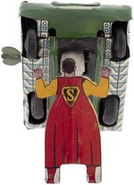 "SUPERMAN TURNOVER TANK" BOXED 1950s LINE MAR WIND-UP.