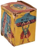 "SUPERMAN TURNOVER TANK" BOXED 1950s LINE MAR WIND-UP.