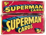 1966 TOPPS SUPERMAN DISPLAY BOX VARIETY PAIR PLUS 16 WRAPPERS.