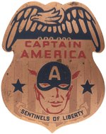 CAPTAIN AMERICA - SENTINELS OF LIBERTY 1941 GOLDEN AGE COMIC BOOK CLUB BADGE (COPPER LUSTER VARIETY).