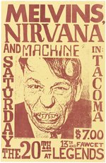 MELVINS, NIRVANA & MACHINE 1990 TACOMA, WA CONCERT POSTER.