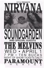 NIRVANA, SOUNDGARDEN & THE MELVINS 1992 APRIL FOOL'S DAY CONCERT POSTER.