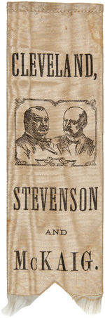 RARE "CLEVELAND STEVENSON AND McKAIG" CO-JOINED JUGATE MARYLAND COATTAIL RIBBON FROM 1892.
