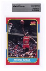 1986-87 FLEER #57 MICHAEL JORDAN (HOF) ICONIC ROOKIE CARD BECKETT AUTHENTIC-ALTERED.