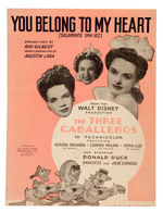 "THE THREE CABALLEROS" SEVEN PIECE SHEET MUSIC PLUS SONG FOLIO.