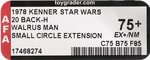 STAR WARS (1978) - WALRUS MAN 20 BACK-H (BOBA FETT OFFER - SMALL CIRCLE EXTENSION STICKER) AFA 75+ EX+/NM.