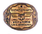 "SECRET OPERATOR MELVIN PURVIS LAW AND ORDER PATROL" RING.