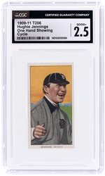 1909-11 T206 CYCLE HUGHIE JENNINGS (HOF) ONE HAND SHOWING HOF CGC 2.5 GD+.