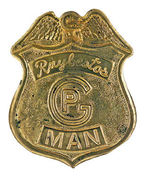 "RAYBESTOS G P MAN" 1930s NICE BRASS SHIELD BADGE.