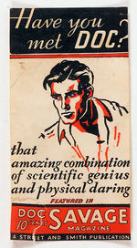 "DOC SAVAGE" PULP MAGAZINE STICKER.