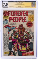 FOREVER PEOPLE #1 FEBRUARY-MARCH 1971 CGC JSA AUTHENTIC AUTOGRAPH 7.0 FINE/VF (FIRST FULL DARKSEID & FOREVER PEOPLE).