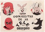 SPANISH CARTOON CARD ALBUM WITH MARVEL & DC COMICS CHARACTERS PLUS MANY MORE.