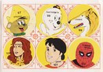 SPANISH CARTOON CARD ALBUM WITH MARVEL & DC COMICS CHARACTERS PLUS MANY MORE.