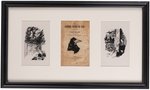 EDGAR ALLEN POE 1889 "LES POÈMES D'EDGAR POE" FRAMED FRENCH LITHOGRAPH TRIO.