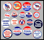 "REMEMBER PEARL HARBOR" BUTTON VARIATIONS.