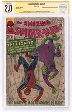 AMAZING SPIDER-MAN #6 NOVEMBER 1963 CBCS VERIFIED SIGNATURE 2.0 GOOD RESTORED SLIGHT AMATEUR (FIRST LIZARD).