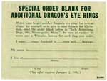 1940 JACK ARMSTRONG DRAGON'S EYE RING- HIGH GRADE GENERAL MILLS FILE COPY PREMIUM & PAPER (OVERSTREET COLLECTION).