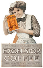 "EXCELSIOR COFFEE" EASEL BACK STORE COUNTER TOP DISPLAY.