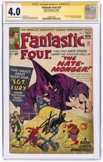 FANTASTIC FOUR #21 DECEMBER 1963 CBCS VERIFIED SIGNATURE 4.0 VG (FIRST HATE-MONGER).