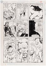 JUSTICE LEAGUE EUROPE #12 COMIC BOOK PAGE ORIGINAL ART BY BART SEARS.