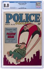 POLICE COMICS #40 MARCH 1945 CGC 8.0 VF.