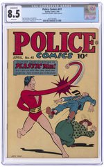 POLICE COMICS #41 APRIL 1945 CONSERVED CGC 8.5 VF+.