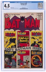 BATMAN #100 JUNE 1956 CGC 4.5 VG+.