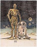 STAR WARS C-3PO AND R2-D2 ORIGINAL COLOR ART COMMISSION BY ERNIE CHAN.