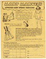 MARY MARVEL 1940s CLOTHING TAG PAIR & ORDER FORM.