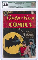 DETECTIVE COMICS #108 FEBRUARY 1946 CGC QUALIFIED 3.0 GOOD/VG.