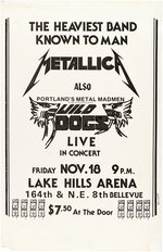 METALLICA & WILD DOGS 1983 BELLEVUE, WA CONCERT POSTER.