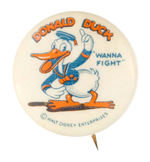 "DONALD DUCK 'WANNA FIGHT'" CLASSIC BUTTON.