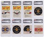 1967 TOPPS PHONEY RECORDS TEST CARD/STICKER LOT OF 20 ALL CGC GRADED PLUS WRAPPER.